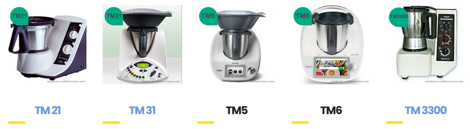 Principales modelos de thermomix que reparamos en Madrid